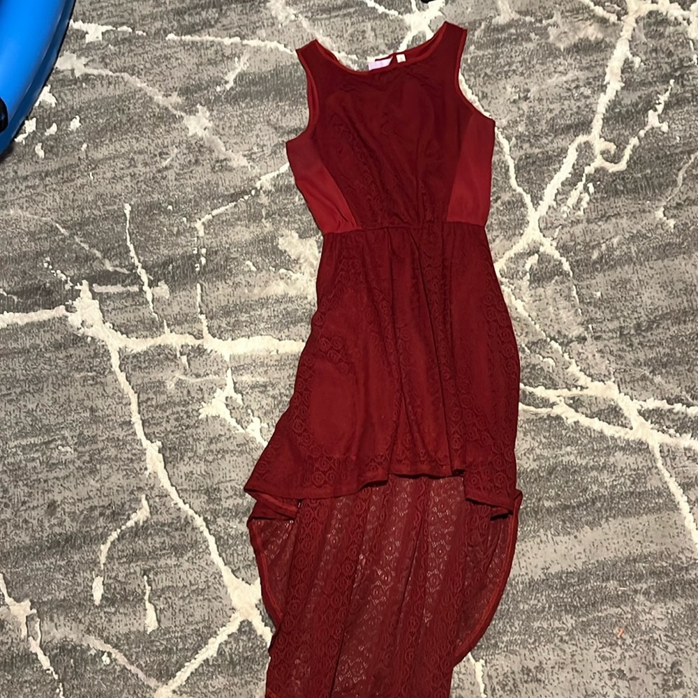 Burgundy High Lo Sleeveless Dress- L